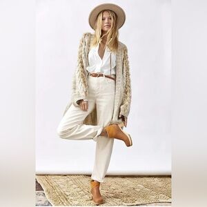 Anthropologie Braided-Sleeve Cardigan | One Size | Boho Chunky Knit